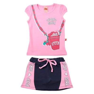 Conjunto Bebê Livy Blusa Pop Girl + Shorts Saia Estampado Conjunto Bebê Livy Blusa Pop Girl + Shorts Saia Estampado