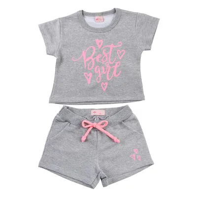 Conjunto Infantil Color Mini Blusa Best Girl + Shorts Moletom