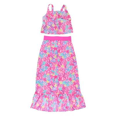 Conjunto Infantil Color Girl Blusa De Alcinha + Saia Estampada