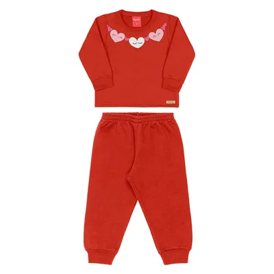 Conjunto Moletom Bebê Kely Kety Blusão Estampa Coração + Calça Conjunto Moletom Bebê Kely Kety Blusão Estampa Coração + Calça