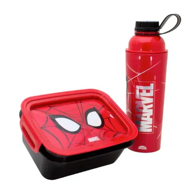Kit Refeição Plasútil Garrafa Marmita Homem Aranha - 2 Peças Kit Refeição Plasútil Garrafa Marmita Homem Aranha - 2 Peças