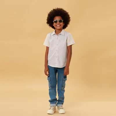 Camisa Infantil Kookabu Em Listrado Estampada Costas