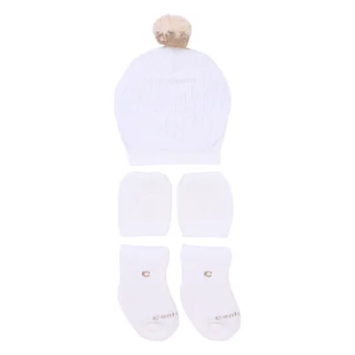 Kit Enxoval Centopé Canelado Com Pompom - 3 Peças Kit Enxoval Centopé Canelado Com Pompom - 3 Peças
