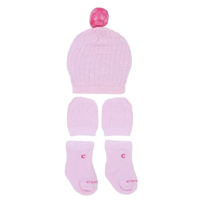 Kit Enxoval Centopé Canelado Com Pompom - 3 Peças Kit Enxoval Centopé Canelado Com Pompom - 3 Peças