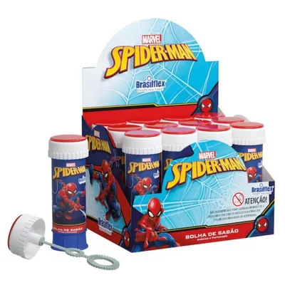 Bolha De Sabão Brasilflex Spider Man 60ml - 12 Unidades Bolha De Sabão Brasilflex Spider Man 60ml - 12 Unidades