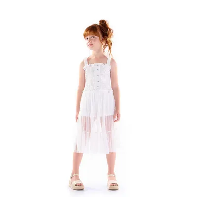 Conjunto Infantil Kiki Cropped Jacquard E Saia Midi Tule Conjunto Infantil Kiki Cropped Jacquard E Saia Midi Tule