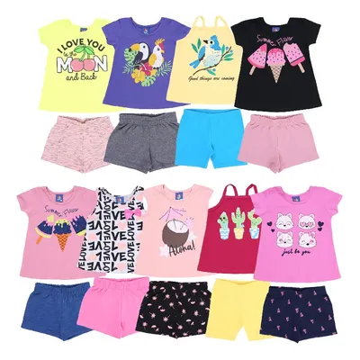 Kit De Verão Pipa Com 09 Conjuntos Menina Sortidos 4/8 Kit De Verão Pipa Com 09 Conjuntos Menina Sortidos 4/8