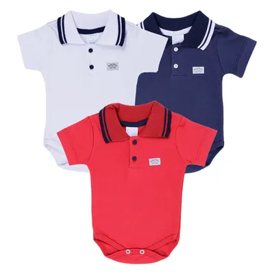 Kit Body Manga Curta Bebê Petutinha Polo  3 Peças