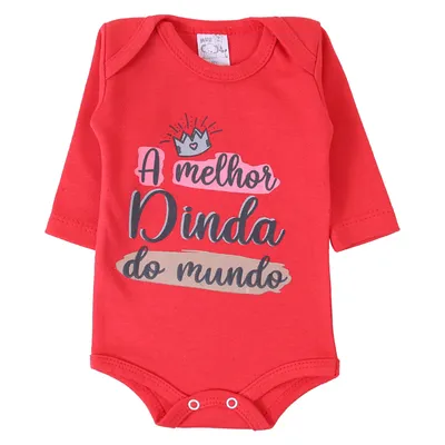 Kit Body Manga Longa Bebê Mub Vovô Titia Dinda - 3 Peças