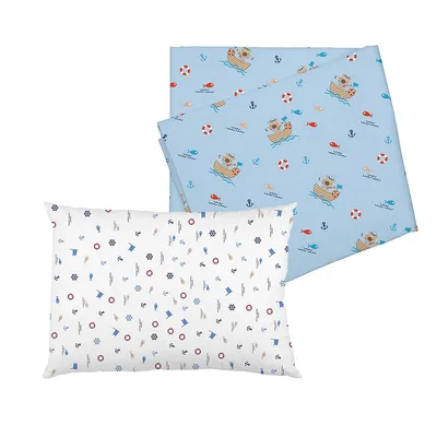 Jogo de Lençol Para Carrinho Estampa Marinheiro