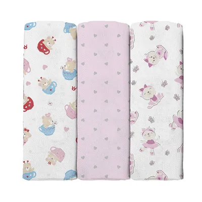 Kit Cueiro Incomfral Estampa Ursa 03 Peças 1,00m X 80cm