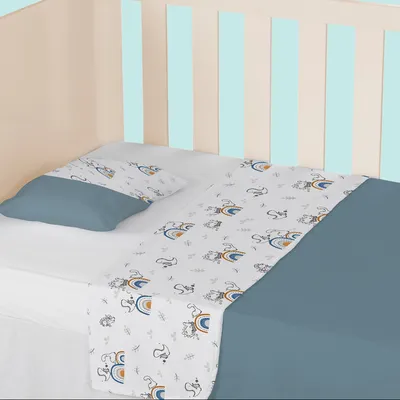 Jogo Lençol Berço Papi Estampa Esportes - 3 Peças