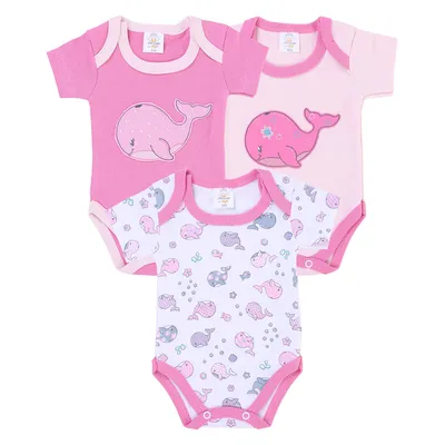 Kit Body Bebê Presente De Anjo Baleia - 3 Peças Kit Body Bebê Presente De Anjo Baleia - 3 Peças