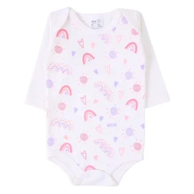 Kit Body Manga Longa Bebê Mub Estampado Menina - 3 Peças