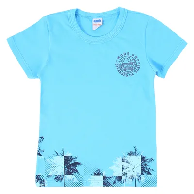 Camiseta Marlan Manga Curta Meia Malha Estampa Puff