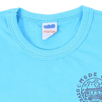 Camiseta Marlan Manga Curta Meia Malha Estampa Puff