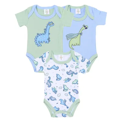 Kit Body Bebê Presente De Anjo Dinossauro - 3 Peças Kit Body Bebê Presente De Anjo Dinossauro - 3 Peças