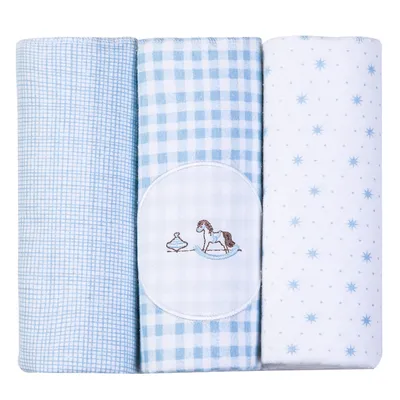 Kit Cueiro Bordados Papi Flanelado Cavalinho - 3 Peças