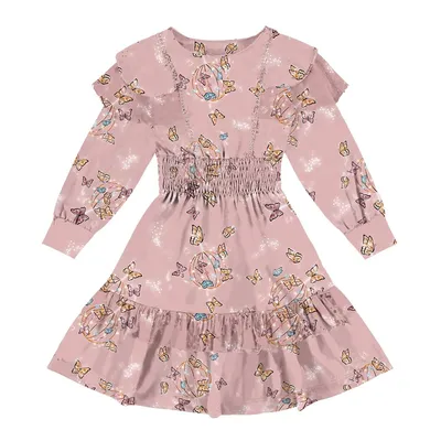 Vestido Manga Longa Bebê Kiki Estampado Vestido Manga Longa Bebê Kiki Estampado