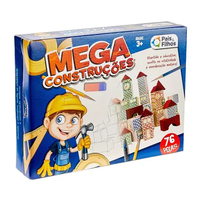 Blocos De Madeira Pais E Filhos Mega Construções 76 Peças Blocos De Madeira Pais E Filhos Mega Construções 76 Peças