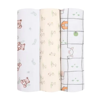 Cueiro Papi Flanelado Estampa Urso - 3 Peças