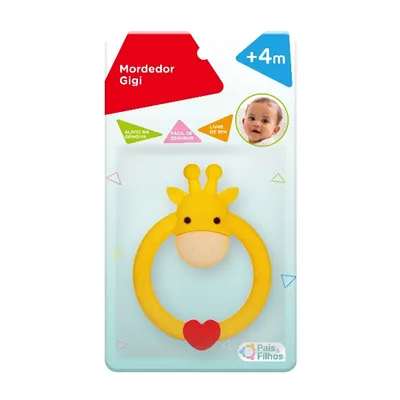 Mordedor Redondo Bebê Pais E Filhos Girafa Amarela Mordedor Redondo Bebê Pais E Filhos Girafa Amarela