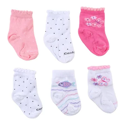 Meia Centopé Infantil Com 06 Pares Menina Estampa Sortida Meia Centopé Infantil Com 06 Pares Menina Estampa Sortida