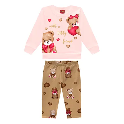 Conjunto Kyly Casaco Manga Longa e Calça em Moletom