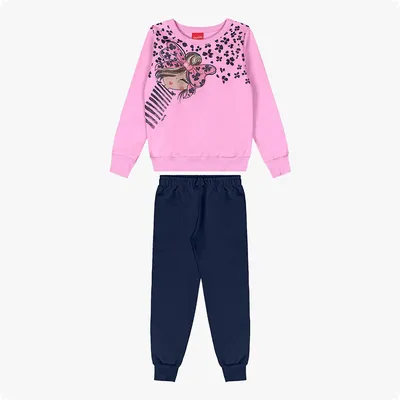 Conjunto Moletom Juvenil Kely Kety Blusão Estampa Laço
