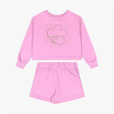 Conjunto Moletom Juvenil Kely Kety Blusão Estampa Cool e Short