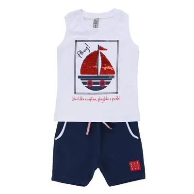 Conjunto Alekids Regata Estampa Barco + Bermuda Moletom Conjunto Alekids Regata Estampa Barco + Bermuda Moletom