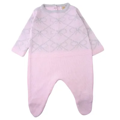 Macacão Longo Bebê Din Don Estampa Laços E Pérolas