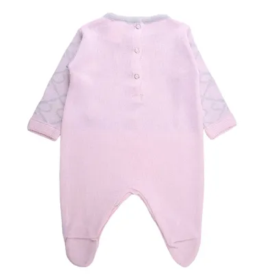 Macacão Longo Bebê Din Don Estampa Laços E Pérolas