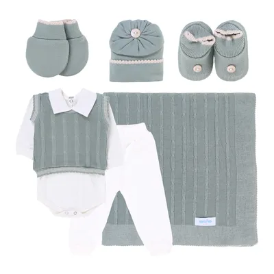 Saída De Maternidade Sanches Menino Em Acrílico - 7 Peças Saída De Maternidade Sanches Menino Em Acrílico - 7 Peças