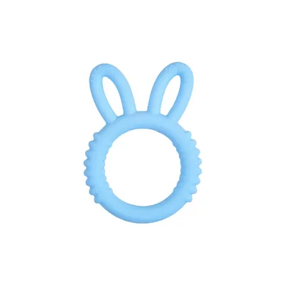 Mordedor Bebê Pais E Filhos Orelhinha Coelho Azul Mordedor Bebê Pais E Filhos Orelhinha Coelho Azul