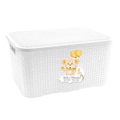 Caixa Organizadora Monte Líbano Rattan com Tampa 18 Litros