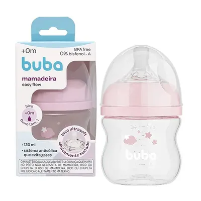 Mamadeira Buba Easy Flow Nuvem Rosa 120ML Mamadeira Buba Easy Flow Nuvem Rosa 120ML