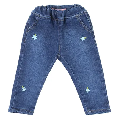 Calça Jeans Bebê Oznes Used Bordado Florzinhas Calça Jeans Bebê Oznes Used Bordado Florzinhas