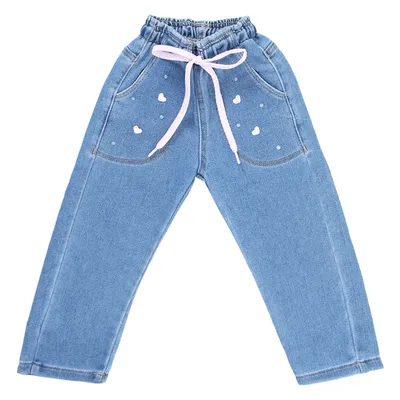 Calça Jeans Infantil Oznes Cós Elástico Aplicação Corações Calça Jeans Infantil Oznes Cós Elástico Aplicação Corações