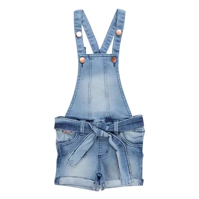 Jardineira Color Mini Em Jeans Elastano Com Detalhe Em Used