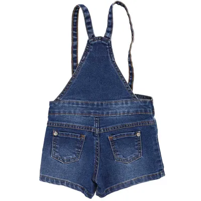 Jardineira Jeans Color Mini Com Amarração Nas Alças