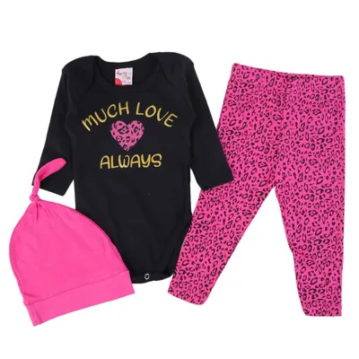 Conjunto Bebê Dengos E Cia Estampa Love - 03 Peças