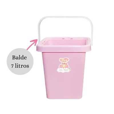 Balde Monte Líbano Infantil Adesivo Ursa Bebê e Mamãe 7L
