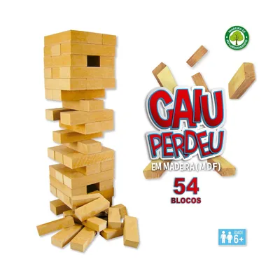 Jogo Caiu Perdeu Pais E Filhos Madeira 54 Peças Jogo Caiu Perdeu Pais E Filhos Madeira 54 Peças