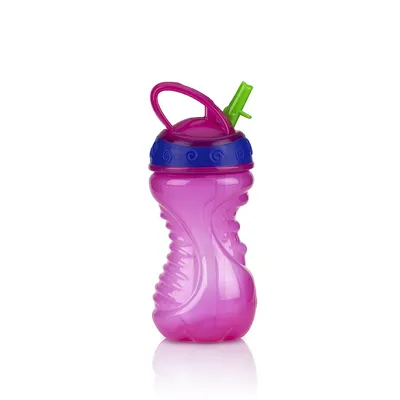 Copo Nuby Com Canudo Rígido Retrátil Rosa 300 ml