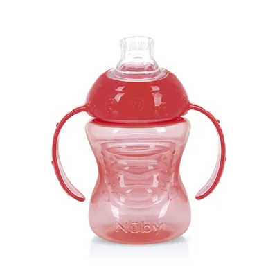 Copo Nuby com Alça e Super Bico de Silicone Coral 240 ml