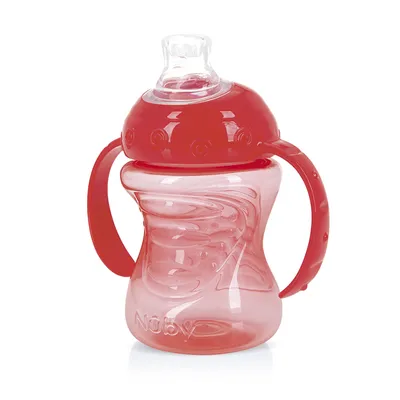 Copo Nuby com Alça e Super Bico de Silicone Coral 240 ml