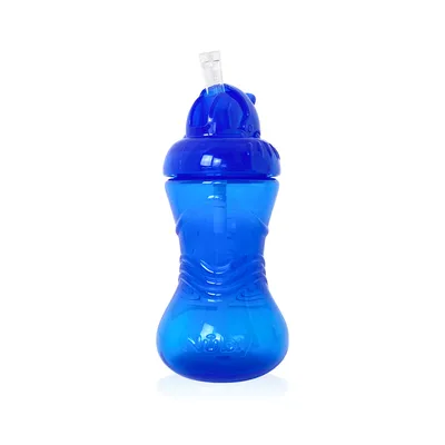 Copo Nuby Com Canudo de Silicone E Tampa Azul 300 ml