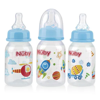 Mamadeira Nuby Estampada Bico de Silicone Azul 120 ml Mamadeira Nuby Estampada Bico de Silicone Azul 120 ml