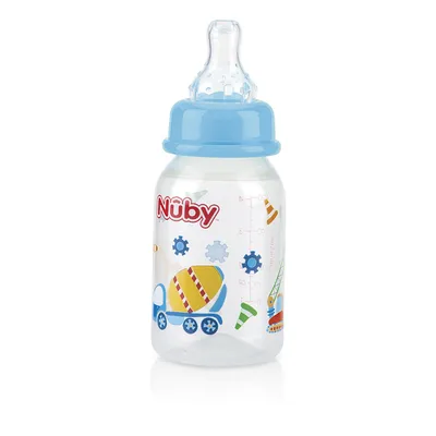 Mamadeira Nuby Estampada Bico de Silicone Azul 120 ml Mamadeira Nuby Estampada Bico de Silicone Azul 120 ml